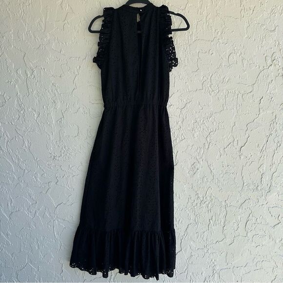 ROBERT RODRIGUEZ Dress Women Small Midi Eyelet Ruffle Sleeveless Evening - Picture 6 of 9